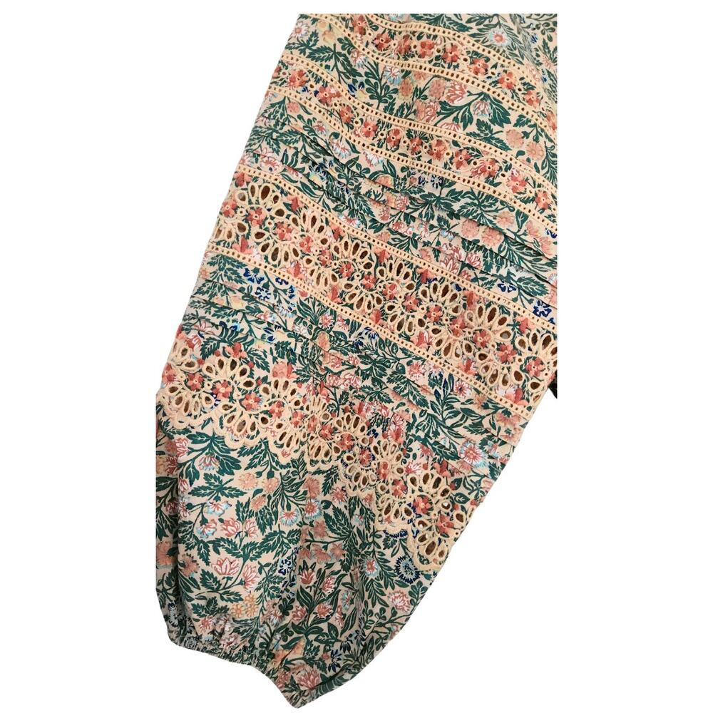 Ulla Johnson Dress Floral Cotton Mini Long Sleeve Green Pink Boho Ardith Sz 8 - Picture 12 of 14